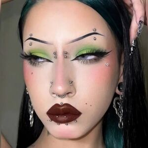 Green Matte Eyeshadow and Deep Brown Lip Makeup Set - Women Makeup